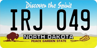 ND license plate IRJ049