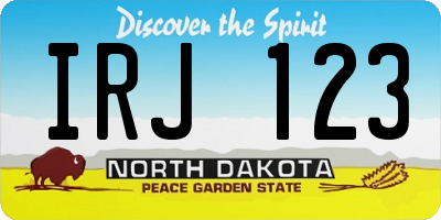 ND license plate IRJ123