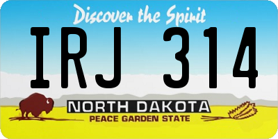 ND license plate IRJ314