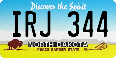 ND license plate IRJ344