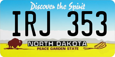 ND license plate IRJ353