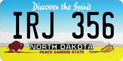 ND license plate IRJ356