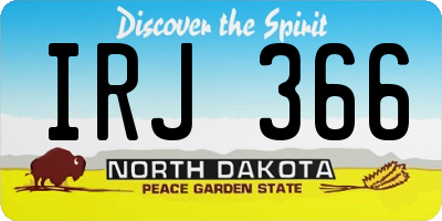 ND license plate IRJ366