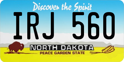 ND license plate IRJ560
