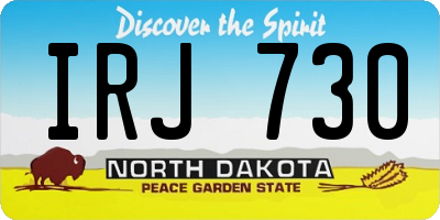 ND license plate IRJ730