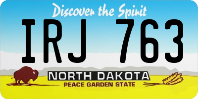 ND license plate IRJ763
