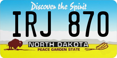 ND license plate IRJ870