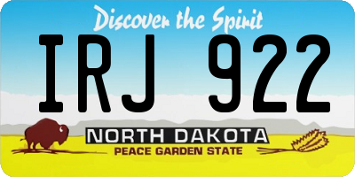ND license plate IRJ922