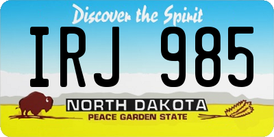 ND license plate IRJ985
