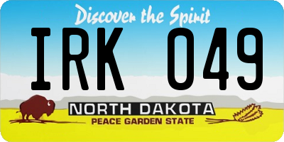 ND license plate IRK049