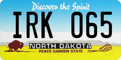 ND license plate IRK065