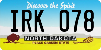 ND license plate IRK078