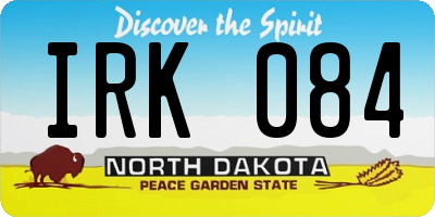 ND license plate IRK084