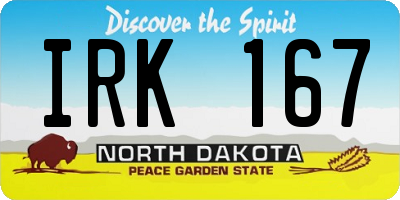 ND license plate IRK167