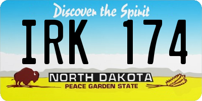 ND license plate IRK174
