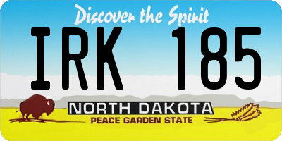 ND license plate IRK185