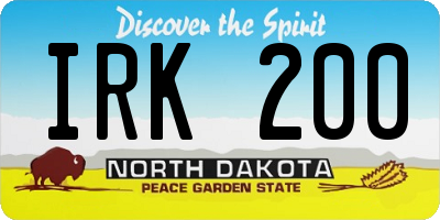 ND license plate IRK200