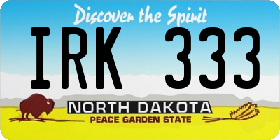 ND license plate IRK333