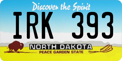 ND license plate IRK393