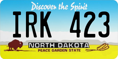 ND license plate IRK423