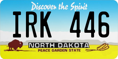 ND license plate IRK446