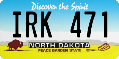 ND license plate IRK471