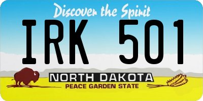 ND license plate IRK501
