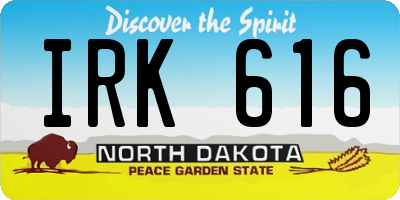 ND license plate IRK616