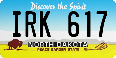 ND license plate IRK617