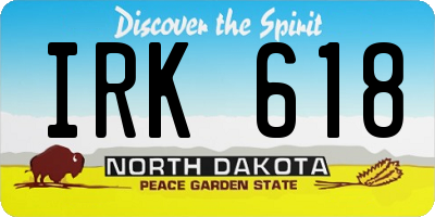 ND license plate IRK618