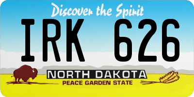 ND license plate IRK626