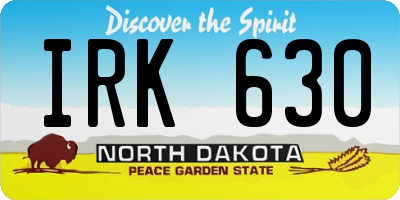 ND license plate IRK630