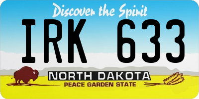 ND license plate IRK633