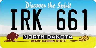 ND license plate IRK661
