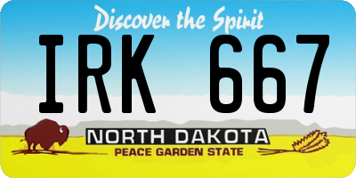 ND license plate IRK667