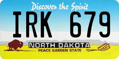 ND license plate IRK679