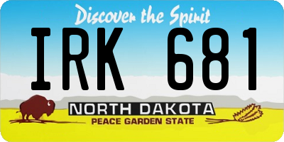 ND license plate IRK681