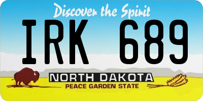 ND license plate IRK689