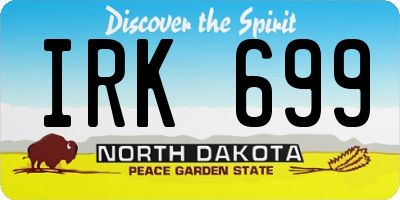 ND license plate IRK699