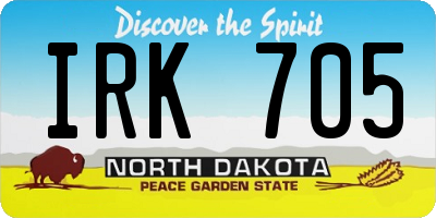 ND license plate IRK705