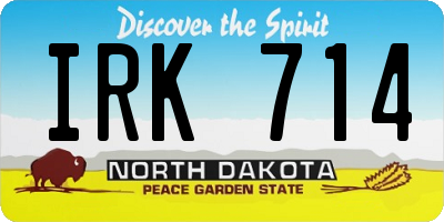 ND license plate IRK714