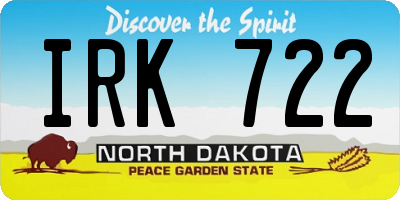 ND license plate IRK722