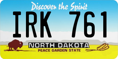 ND license plate IRK761