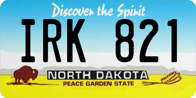 ND license plate IRK821