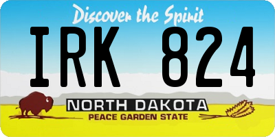 ND license plate IRK824