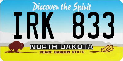 ND license plate IRK833
