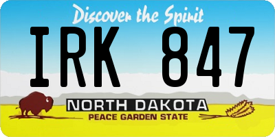 ND license plate IRK847