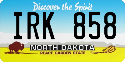 ND license plate IRK858