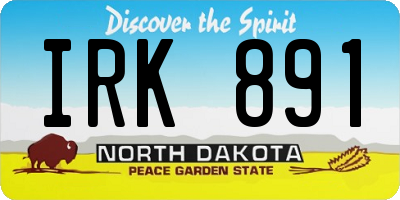 ND license plate IRK891