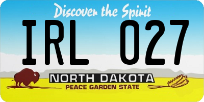 ND license plate IRL027